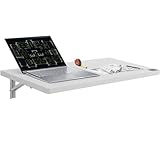 VEVOR Wandklapptisch, 80 x 40 cm, Klapptisch, schwebender Schreibtisch mit Eisenhalterung, herunterklappbarer Schreibtisch für kleine Räume, Heimbüro, Esszimmer, Waschküche, Küche, Bar, weiß
