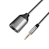 Oluote Headsets Splitter Adapter, 3.5mm TRRS Nylongeflecht 4-Pol Männlich auf 2-Weiblich TRS Kopfhörer Mikrofon Splitter Kabel, Kompatibel mit Headset Tablet Laptop PC (5m)