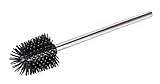 WENKO Silikon WC-Ersatzbürste mit Edelstahlstiel - Ersatz-Toilettenbürste, mit Anti-Haft-Wirkung, Edelstahl rostfrei, 7.5 x 35 x 7.5 cm, Glänzend, Schwarz