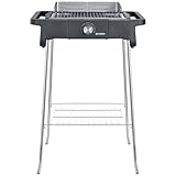 SEVERIN Style Evo Elektrogrill mit Standuntergestell und Ablagerost, Standgrill mit schnellem Grillstart bis 350 °C, Balkon Grill mit optimaler Hitzeverteilung, Schwarz, PG 8124