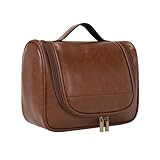 Herren-Kulturbeutel mit hoher Kapazität, mit Haken, braune Kulturbeutel für Herren, wasserdichte Tasche und Reise-Kulturbeutel, braun, modisch