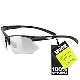 uvex sportstyle 802 V - Sportbrille für Damen und Herren - selbsttönend - beschlagfrei - black matt/smoke - one size