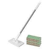 Neu Wischmopp Mit Druck-Klemm-System Mit 4 Stück Mop Pads, Wischer Mop Ohne Händewaschen, Automatisches Klemmtuch, EIN Taste Zum Wechseln, 360 Grad Beweglicher Drehkopf, Für Haushalt Büro