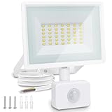 Aigostar 30W LED Strahler mit Bewegungsmelder Außen，2510LM 4000K Naturweiß Außenstrahler ，IP65 Wasserdicht Scheinwerfer ， Aussenleuchte für Garten， Innenhöfe， Garage， Hotel