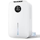 Luftentfeuchter 2500ML, Luftentfeuchter Elektrisch mit 1m Ablaufschlauch Raumentfeuchter, Automatische Abschaltung, 8-12-24H Timer, Leiser Schlafmodus Entfeuchter, Farbige Nachtlicht, für Keller