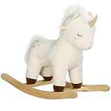 AIYAPLAY Schaukeltier, Baby Schaukelstuhl mit Unicorn Design, Sound, Schuakelsitz, Schaukelpferd, Schaukelspielzeug für Kleinkinder ab 2 Jahre, Plüsch, Weiß