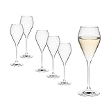 Rona2serve Champagnergläser 6 Gläser Set Serie Mode, Prosecco Glas mit moderner und markanter Form, spülmaschinenfest, Premiumqualität inklusive Glaspoliertuch