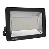 Ledvion - LED Strahler, 100W LED Strahler Außen, 6500K Kaltweiß Scheinwerfer, 12.000LM Superhell Werkstattlampe, Außenstrahler IP65 Wasserdicht, Außenleuchte für Garten, Garage, Hotel, Sportplatz