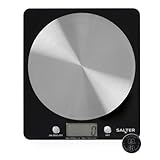 Salter 1036 BKSSDR Elektronische Digitale Küchenwaage, 5kg, Null-/Tara-Funktion mit hochpräzisen Sensor, Einfache zu Reinigung runde Edelstahlplattform, misst Flüssigkeiten in ml/fl. OZ, LCD-Anzeigev