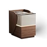 Intelligenter Nachttisch, LED-Nachttisch mit kabelloser Aufladung, Nachttisch aus Holz für das Schlafzimmer, Nachttisch aus Glas, mit 3 Farben und einstellbarer Helligkeit, LED-Licht, intelligentes S