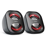 Hama PC Lautsprecher Sonic Mobil 183 (USB 3.0, 3,5 Mm Klinke, 3 W, Aktive Boxen Für Computer, Laptop, Notebook, Smartphone, Tablet) Schwarz/rot