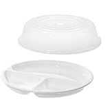 Westmark Mikrowellen-Set, 2tlg, Menüteller und Abdeckhaube, ø je 25 cm, Kunststoff, Weiß/Transparent, 224022E6, Teller+haube