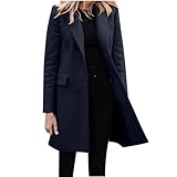 Generisch Überziehjacke Damen Damen/Winterjacke lässige langärmelig mittellanger Mantel einreihige Anzugjacke Mantel Winterjacke (Dark Blue S)