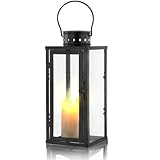 Accmuzzy Schwarz Laternen für Draußen, Metall und Glas Grablaterne Friedhof Wetterfest, Ideal als Windlicht Outdoor, Kerzenhalter, und Laterne Deko für Garten und Friedhof