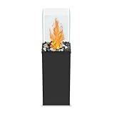 TATIVALO Bioethanolkamin freistehend – Stand-Kamin für Indoor & Outdoor, Bodenkamin mit bis zu 150 min Brenndauer, Kamin Ethanol für Wohnzimmer, Terrasse & Garten, Quadrat 80x24.5x20 cm