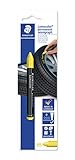 STAEDTLER Universalkreide für Reifen Lumocolor permanent omnigraph 236, für deckende Markierungen auf dunklen Untergründen, wasserfest, Farbe Gelb, 236-1 BK-1, 1 Stück, schwarz