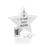 EASYmaxx LED-Leuchtkasten Light Box - Für individuelle Textbotschaften | Mega-Set mit 150 bunten Emojis und 173 austauschbaren Buchstaben, Zahlen und Symbolen [Stern]