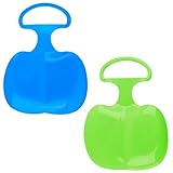 Schneeschlittenbrett, Shyllin 2 Stück Poporutscher Teller mit Griff, Rutschteller Rodel, Schlitten Rutscher, Schneerutscher, Schneeflitzer, Schlittenfahren für Kinder als Winterspielzeug