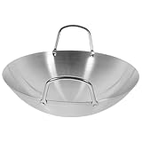 NUOBESTY Edelstahl Wokpfanne Doppelgriff Antihaftbeschichtet Hitzebeständig Für Induktionsherd Und Outdoor Camping Kochen Chinesische Küche