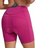 BERGRISAR Fahrradhose Damen Gepolstert Atmungsaktiv Elastische Radlerhose Radhose mit 3 Taschen Lila S
