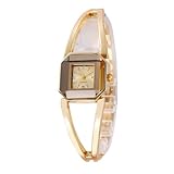PUZYI Accessoires Damen-Armbanduhr aus Edelstahl mit quadratischem Zifferblatt, analoge Quarz-Armbanduhr als Geburtstagsgeschenk for Frauen und Mädchen Mode(Gold)
