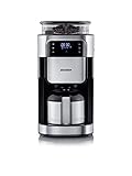 SEVERIN Filterkaffeemaschine mit Edelstahl-Mahlwerk und Thermokanne, feinste Mahlung und individuell auswählbarer Mahlgrad, 1000 W, für bis zu 8 Tassen / ca. 1 Liter, Schwarz, KA 4814