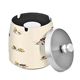 Zigarrenaschenbecher aus Edelstahl mit Deckel für Zigaretten Outdoor Tisch Rustikale Blumen Beige Rauchfrei Windaschenbecher mit Abdeckung für Coole Terrasse Dekor