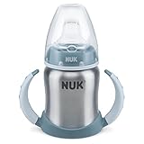 NUK Learner Cup Trinklernbecher | 125 ml | 6-18 Monate | auslaufsicher | hochwertiger Edelstahl | langlebig und hygienisch | Blau
