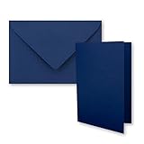 25x DIN B6 Faltkarten Set mit Umschlägen in Dunkelblau (Blau) - 120 x 170 mm - ideal für Einladungskarten, Hochzeit, Taufe, Kommunion, Konfirmation - Marke: FarbenFroh
