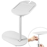 C-förmiger Nachttisch For Das Schlafzimmer, Höhenverstellbares Couchtablett, Um 360 ° Drehbarer, Höhenverstellbarer Beistelltisch Mit Telefon- Und Tablet-Steckplätzen, Praktischer Beistelltisch(White)