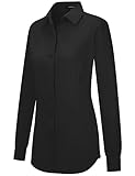 Tapata Damen Button Down Shirts Klassisch Fit Lange Ärmel Blusen Stretch Tops für Arbeit Business Casual Dressy Schwarz XX-Large
