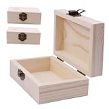 KOCKSHION 3 Stück Aufbewahrungsbox Aus Massivholz Holzkiste Schmuckkästchen Ringboxen Aufbewahrungsboxen Unvollendete Schatzkiste Aus Holz Schmuckhalter-organizer Sonnenbrillenetui Beige