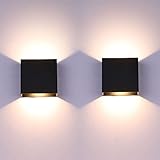 Glighone 2 Stück 10W LED Wandleuchte Innen, Alum Wandlampe innen Up Down, 3 Helligkeit Dimmbar, Modern Wandbeleuchtung für Wohnzimmer, Schlafzimmer, Flur, Balkon, Treppe - Schwarz Warmweiß 3000K