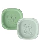 nip – Kinderteller | Nachhaltiger und bruchfester Kinderteller für Babys ab 4 Monaten. Ergonomischer Kinder Teller aus über 90% nachwachsenden Rohstoffen, ideal für Beikost | 2 St., Hellgrün