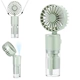 JIZZU Tragbarer Handventilator mit Wassernebel, 4000mAh Mini Ventilator USB, Wasserventilator mit 4 Geschwindigkeiten, Batteriebetriebener kleiner Ventilator für Büro, Reise und Camping (Grün)