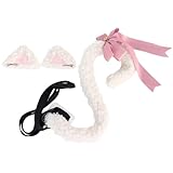 Sweeaau Plüschschwanz und Ohren Kunstpelze Katzen Haarspange Pelz Wolf Füchse Kostüm Anime Halloween Party Cosplay Acces Katzen Stirnband Kostüm Zubehör Kits