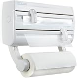 Leifheit Wandrollenhalter Parat F2 ComfortLine-Serie für insgesamt 3 Rollen, Folienschneider mit Abstellfläche für Gewürze und abnehmbarem Küchenrollenhalter, weiß