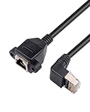 iYueMps 90 Grad RJ45 Verlängerungskabel,30cm Aufwärtswinkel RJ45 Stecker auf Buchse Ethernet Verlängerungskabel, geschirmt Netzwerkanschluss Schraubpaneel kabel für Router Modem (Aufwärtswinkel)