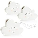 com-four® 3X Luftbefeuchter Heizung - Heizkörper Luftbefeuchter Wolke - Heizung Wasserverdunster aus Keramik im lustigen Wölkchen Design - 300 ml