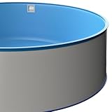 POWERHAUS24 Runder Stahlwandpool Ø 3,50 x 1,20 m, Stahlwand 0,6 mm, inkl. Bodenschienen & Handlauf, Innenhülle 0,6 mm in Blau, Premium Qualität, Made in Europe