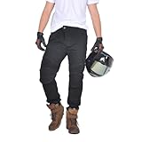 oFzimTo Motorradhose Herren mit Protektoren, Motorrad Jeans, Klassisch Motorrad Hosen, für Winter und Sommer Geeignet (Black,XL)