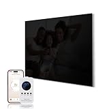 Hocosyme Infrarotheizung Glas 300W,Infrarot Glasheizung mit Fernbedienung 50x60 CM，Elektroheizung mit Überhitzungsschutz - WIFI (Tuya Smart) - Schwarz - TÜV