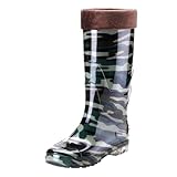 Wasserdichte hohe Herrenstiefel mit Kordelzug, rutschfeste PVC-Regenstiefel für Herren, verstellbares Oberteil, strapazierfähige Gummisohle, ideal für Arbeiten im Freien, Gartenarbeit, schlammige