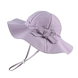 Pesaat Baby Sonnenhut Mädchen Sommermützen UV-Schutz mit Schleife Kinder Sommerhut Baby Mädchen Mütze Sommer (Lila, 0-3Monate)