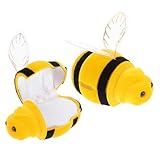 HORIALENCE 2 Stück Plüsch Bienen Schmuckbox Ring Aufbewahrung Organizer für Verlobungen Hochzeiten Niedliches Design mit Samtpolsterung