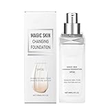 Vima-Changing Foundation, Magic Skin Changing Foundation Farbwechselnde Foundation Langanhaltende Flüssige Foundation Für Die Haut Warme Gesichtsgrundierung, Gesichtsgrundierung Mit Voller