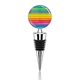 Vakuum-Weinverschluss, lustiger Weinverschluss, Regenbogenfarben, gestreift, auslaufsicher, Weinpumpen-Verschluss, wiederverwendbar, hält Wein frisch