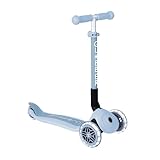 GLOBBER – JUNIOR Foldable Fantasy Lights | 3-rädriger Scooter ab 2 Jahren mit LED-Vorderrädern, höhenverstellbarer Lenkstange und patentiertem Klappsystem, belastbar bis 50kg | Farbe: Blaubeere