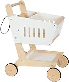Small Foot Einkaufswagen Fresh aus Holz, Zubehör für den Kaufladen und Supermarkt, Rollenspielzeug ab 3 Jahren, 12403 Toys, Weiß, S