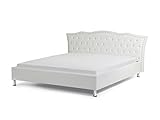 Designer Barock Leder Bett Unicorn Einhorn WEISS mit Lattenrahmen Lattenrost Polsterbett traumhaftes Luxus Lederbett Jugendbett modernes Luxusbett Designerbett günstig (140x200 cm ohne Bettkasten)